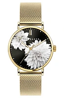 Ted Baker London Phylipa Peonia Mesh Strap Watch, 37mm in Yellow Gold at Nordstrom