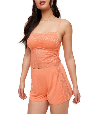 Adore Me Jordyn Pajama Camisole & Shorts Set Medium Orange at