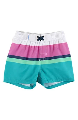 RuggedButts Kids' Stripe Swim Trunks in White at Nordstrom, Size 4T