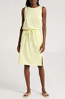 C & California Ira Sleeveless Cotton Blend Drawstring Belt Dress Green Stripe at Nordstrom,