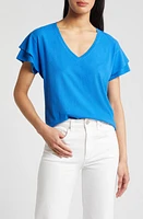 caslon(r) Flutter Sleeve Cotton & LinenTop at Nordstrom,