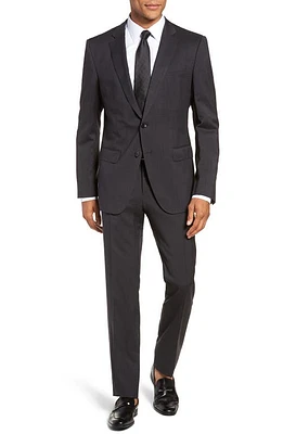 BOSS Genius Trim Fit Solid Wool Suit in Dark Grey at Nordstrom, Size 48 Regular