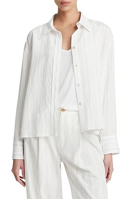 Vince Stripe Crop Button-Up Shirt Pampas at Nordstrom,