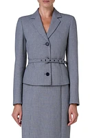 Akris punto Micro Houndstooth Pebble Crepe Belted Jacket Black-Cream at Nordstrom,