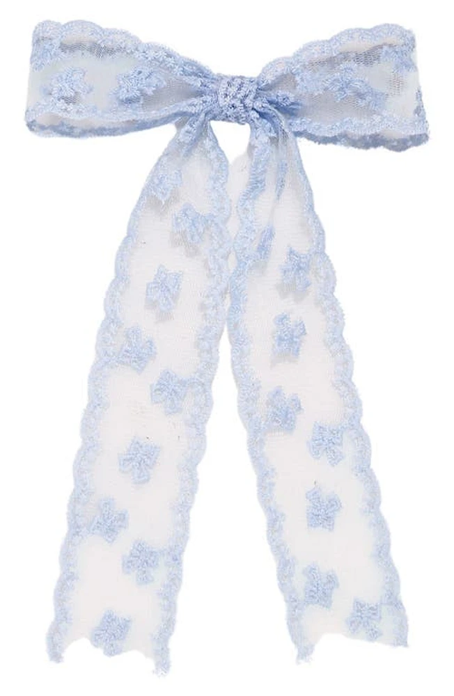 Petit Moments Scalloped Lace Hair Bow in Sky at Nordstrom