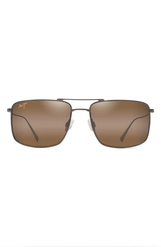 Maui Jim Aeko 55mm PolarizedPlus2 Aviator Sunglasses in Satin Sepia at Nordstrom