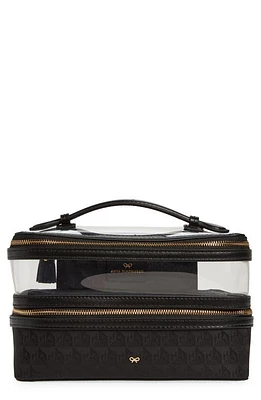 Anya Hindmarch Double Decker Logo Jacquard Makeup Case in Clear/Black at Nordstrom