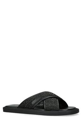 Kurt Geiger London Owen Raffia Slide Sandal Black at Nordstrom,