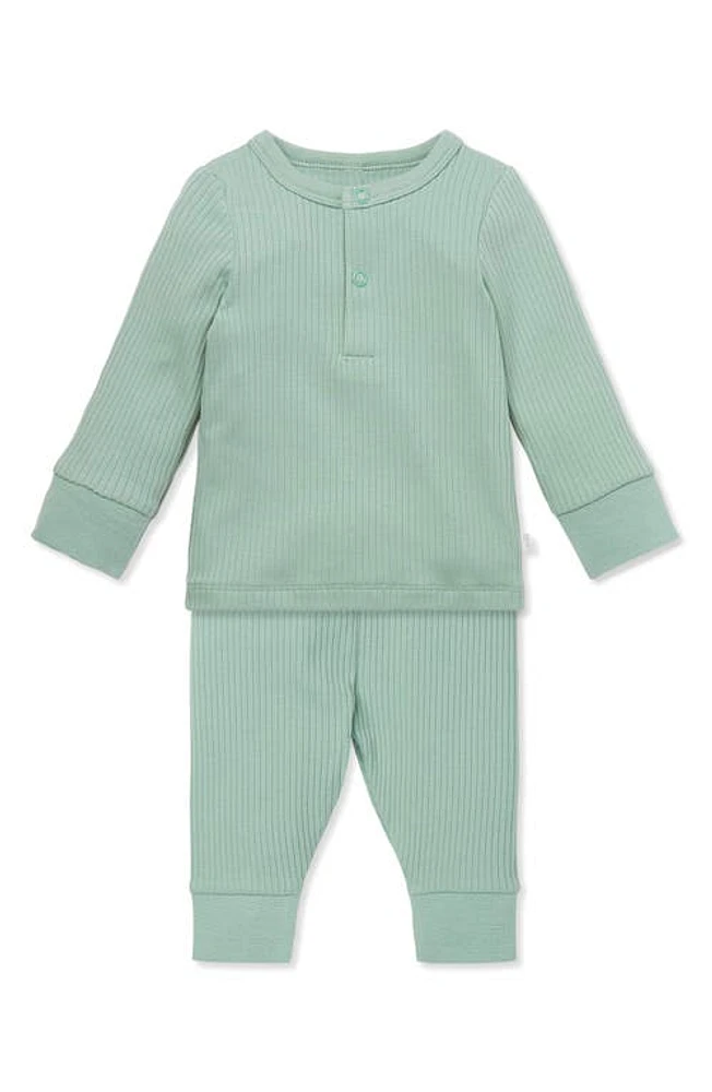 MORI Rib Fitted Two-Piece Pajamas in Ribbed Mint at Nordstrom