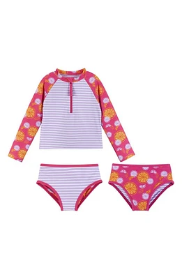 Andy & Evan Kids' Fruit Stripe Reversible Two-Piece Rashguard Swimsuit Pink Grapefruit at Nordstrom,