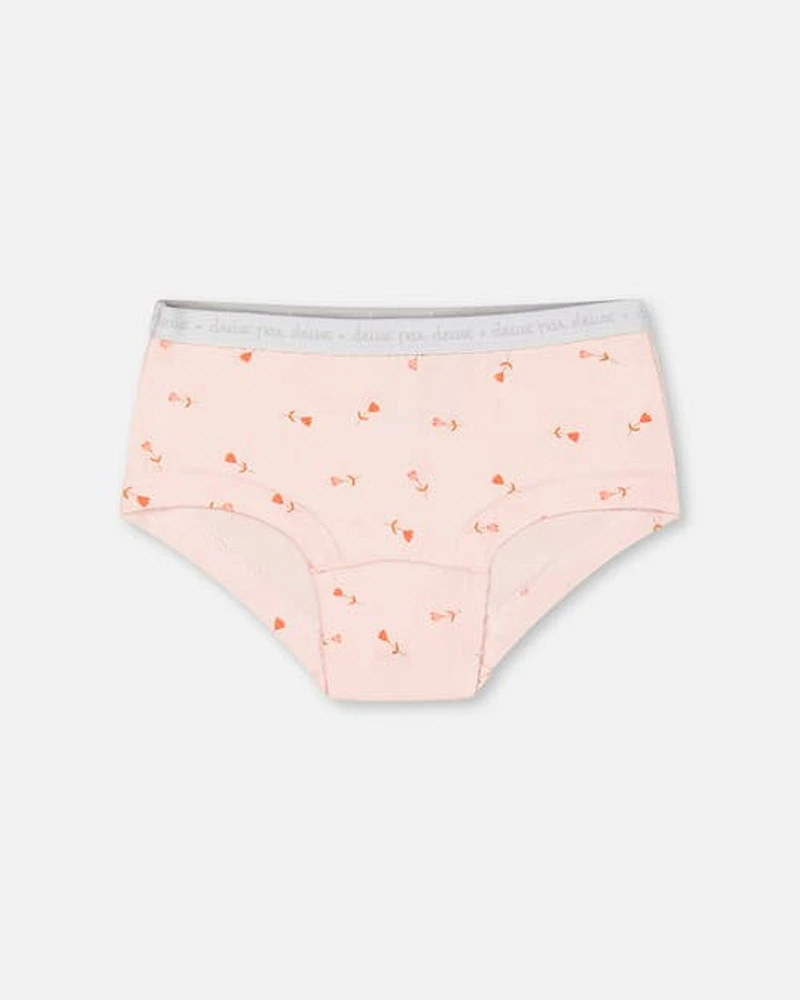 Deux Par Deux Girl's Organic Cotton Boyshort Pantie Pink Printed Flowers at Nordstrom