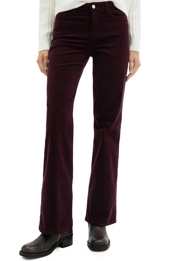 MANGO Mid Rise Flare Corduroy Jeans Wine at Nordstrom,