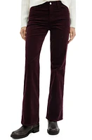 MANGO Mid Rise Flare Corduroy Jeans Wine at Nordstrom,