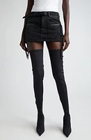 Balenciaga Cagole Belted Denim Miniskirt in Sunbleached Black at Nordstrom, Size 14 Us