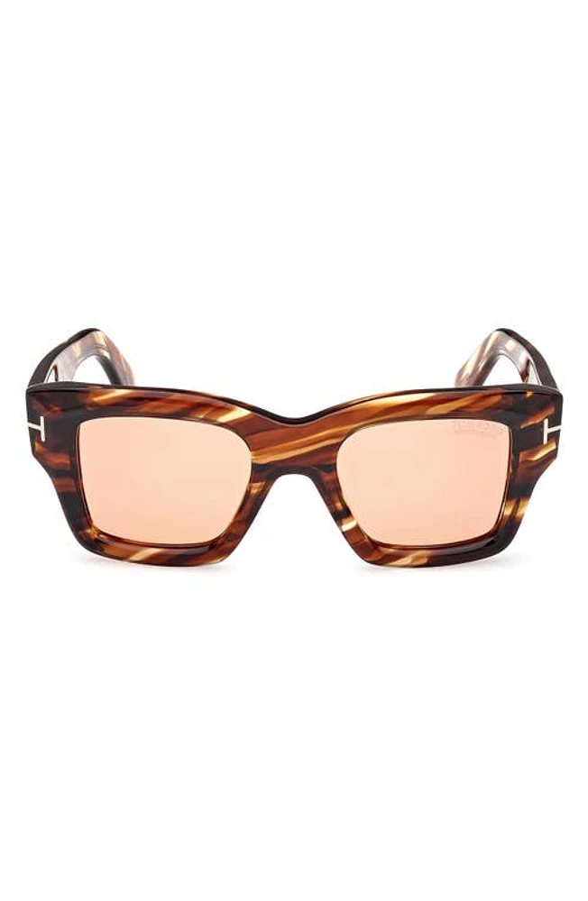 TOM FORD Ilias 50mm Square Sunglasses in Shiny Amber /Terracotta at Nordstrom