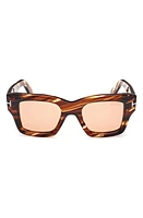 TOM FORD Ilias 50mm Square Sunglasses in Shiny Amber /Terracotta at Nordstrom