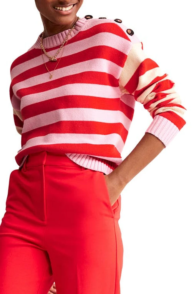 Boden Hotch Potch Stripe Sweater in Orchid Pink Poppy Red Stripe at Nordstrom, Size Large