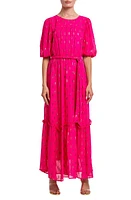 CIEBON Eryn Metallic Fleck Maxi Dress in Bright Pink at Nordstrom, Size Small