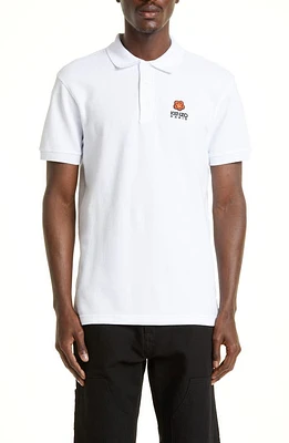 KENZO Boke Flower Appliqué Piqué Polo White at Nordstrom,