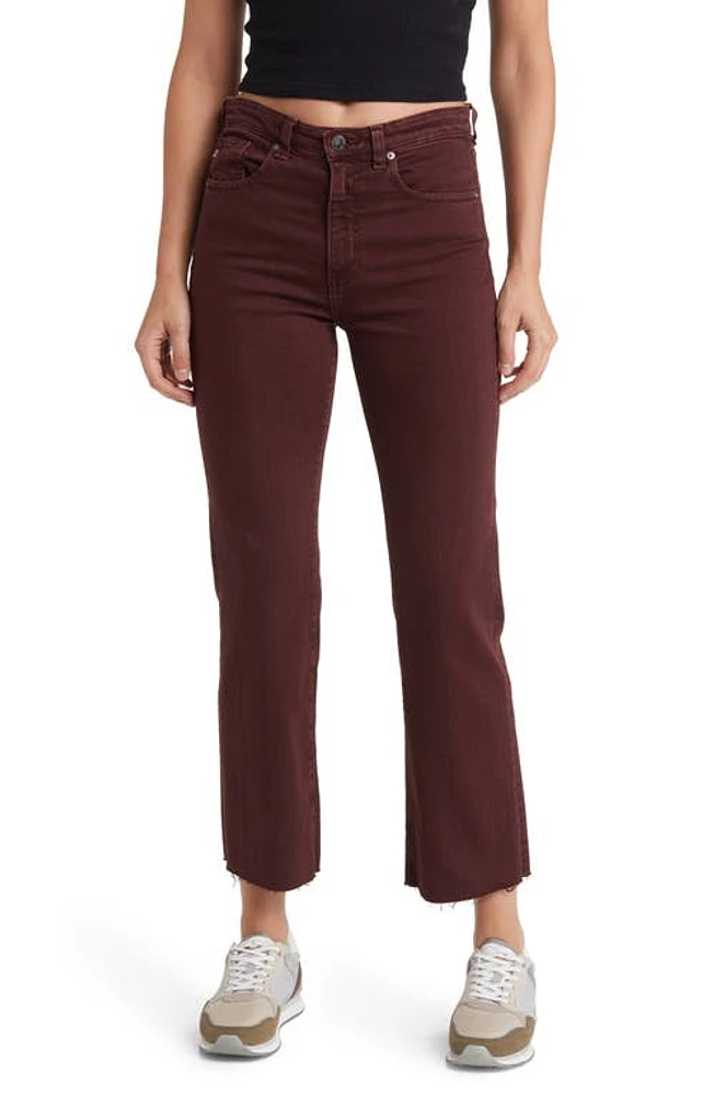 AG Kinsley High Waist Raw Hem Ankle Flare Jeans in Hi-White Dark Plum at Nordstrom, Size 30