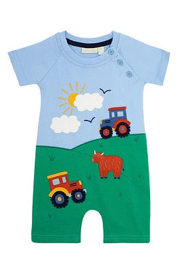 JOJO MAMAN BEBE Farm Scene Appliqué Romper in Blue at Nordstrom, Size 18-24M