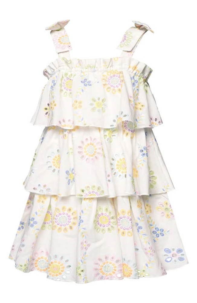 Truly Me Kids' Eyelet Tiered Dress White Multi at Nordstrom,