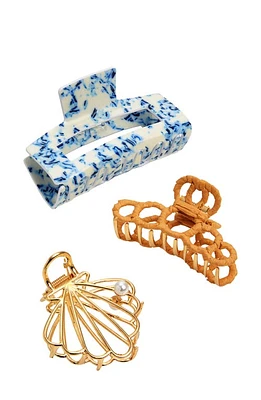 BP. 3-Pack Assorted Claw Clips in Gold- Blue Multi at Nordstrom