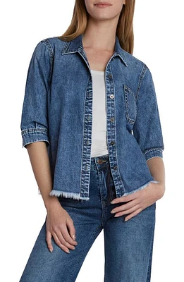 Wash Lab Denim Everyday Fray Hem Shirt Blue at Nordstrom,