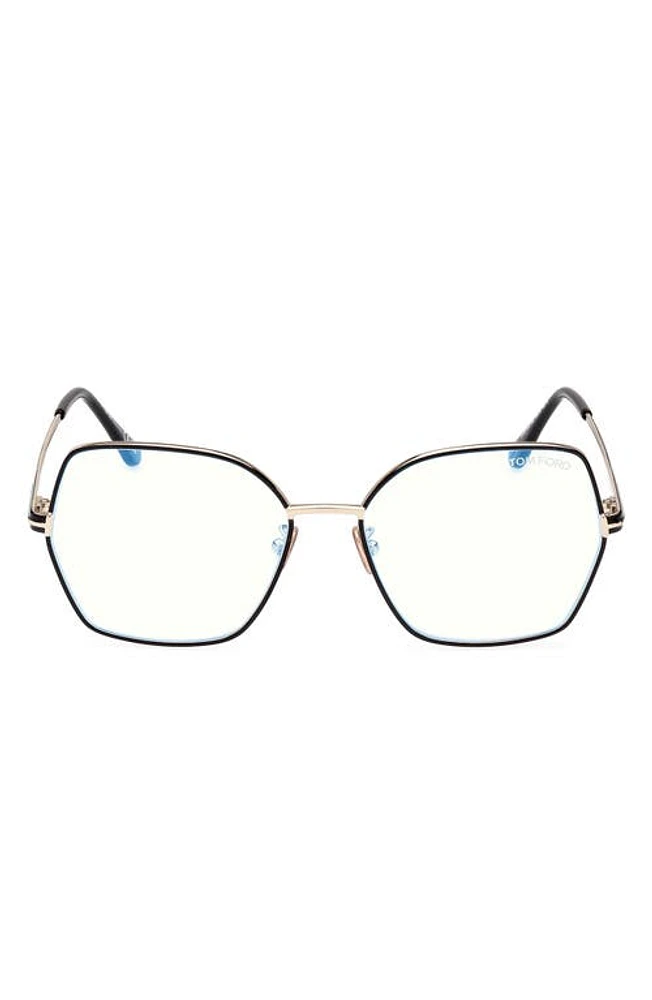 TOM FORD 56mm Butterfly Blue Light Blocking Glasses in Pale Gold at Nordstrom