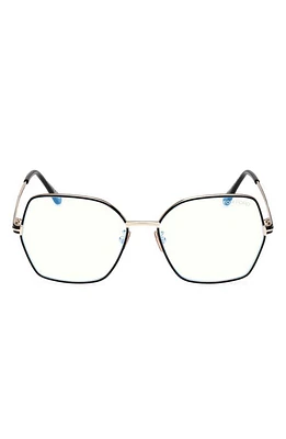 TOM FORD 56mm Butterfly Blue Light Blocking Glasses in Pale Gold at Nordstrom