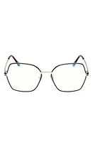 TOM FORD 56mm Butterfly Blue Light Blocking Glasses in Pale Gold at Nordstrom