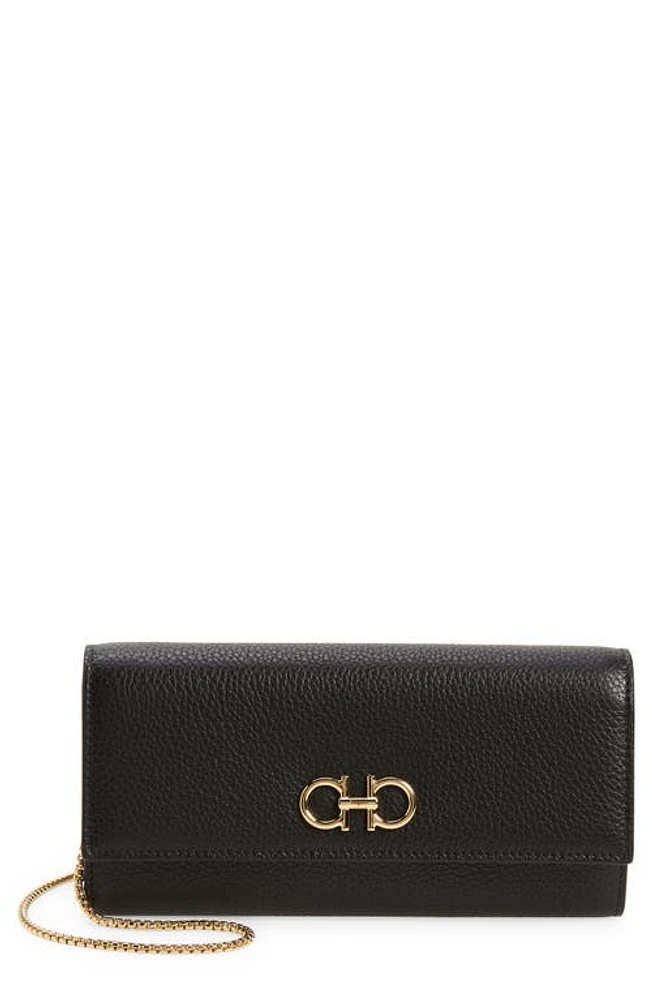 FERRAGAMO Gancini Soft Wallet on Chain in Nero at Nordstrom