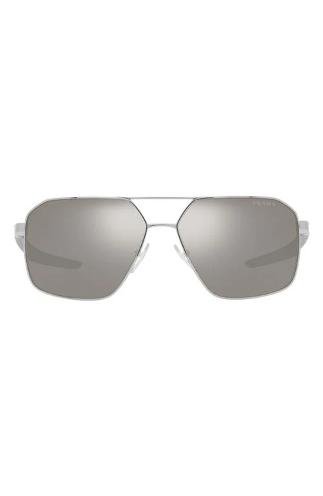 Prada Linea Rossa 60mm Irregular Sunglasses in Silver at Nordstrom