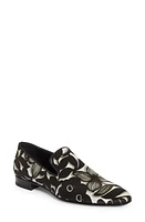 Christian Louboutin Dandelion Petunia Print Silk Venetian Loafer Black/White at Nordstrom,