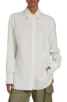 Golden Goose Imitation Pearl Embellished Jacquard Stripe Button-Up Shirt Antique White at Nordstrom,