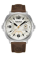 Timberland Breakheart Leather Strap Watch, 47mm in Brown Dark at Nordstrom