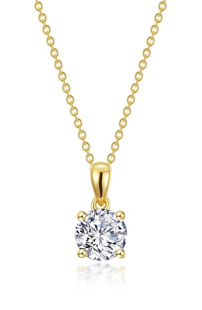 Lafonn Simulated Diamond Solitaire Pendant Necklace in White at Nordstrom