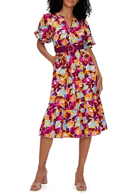 Diane von Furstenberg Polina Floral Belted Stretch Cotton Dress Garden Petals Medgrdn at Nordstrom,