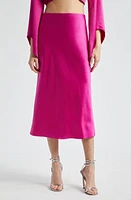 Ramy Brook Magdalena Satin Midi Skirt Wild Rose at Nordstrom,