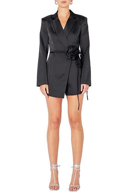 Endless Rose Corsage Tie Long Sleeve Romper at Nordstrom,