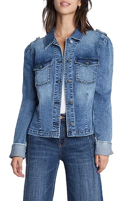 Wash Lab Denim Puff Shoulder Cuff Jacket Cloud Blue Light at Nordstrom,