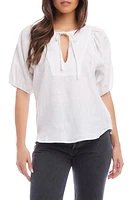 FIFTEEN TWENTY Tie Neck Linen Top in White at Nordstrom, Size Small