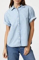 Mavi Jeans Deva Short Sleeve Denim Button-Up Shirt Bleach at Nordstrom,