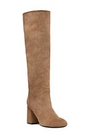 Stuart Weitzman Flare Block Heel Mid Calf Boot Khaki Suede at Nordstrom,