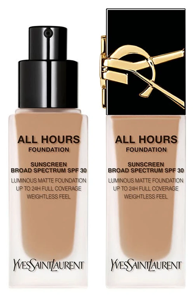 Yves Saint Laurent All Hours Luminous Matte Foundation 24H Wear SPF 30 with Hyaluronic Acid in Mc2 at Nordstrom