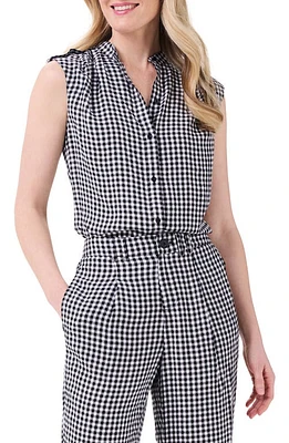 NIC+ZOE Gingham Sleeveless Button-Up Shirt Black Multi at Nordstrom