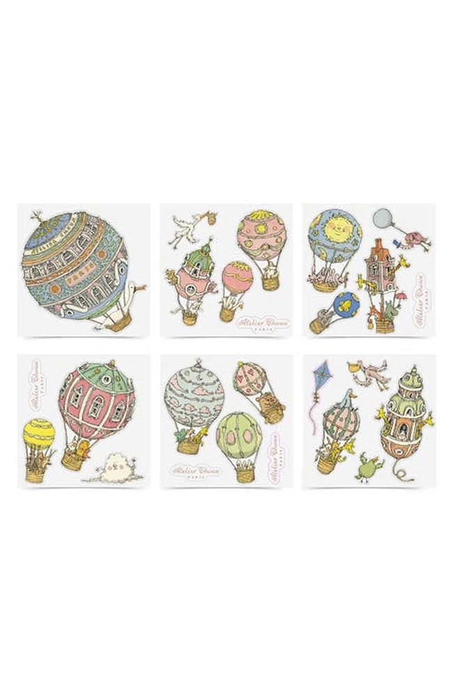 ATELIER CHOUX Hot Air Balloons Swaddle & Sticker Set in Multi at Nordstrom