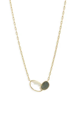 Argento Vivo Sterling Silver Mother of Pearl Interlock Pendant Necklace in Gold at Nordstrom