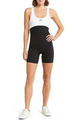 Lacoste x BANDIER Colorblock Romper in 031 Noir at Nordstrom, Size X-Small