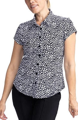 KINONA Tough the Rough Performance Knit Button-Up Golf Top Fall Bloom at Nordstrom,